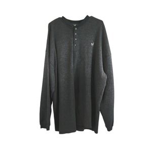 Big Dogs Heathered Blue Long Sleeve 1/4 Button Crew Neck Waffle Knit Thermal  4X